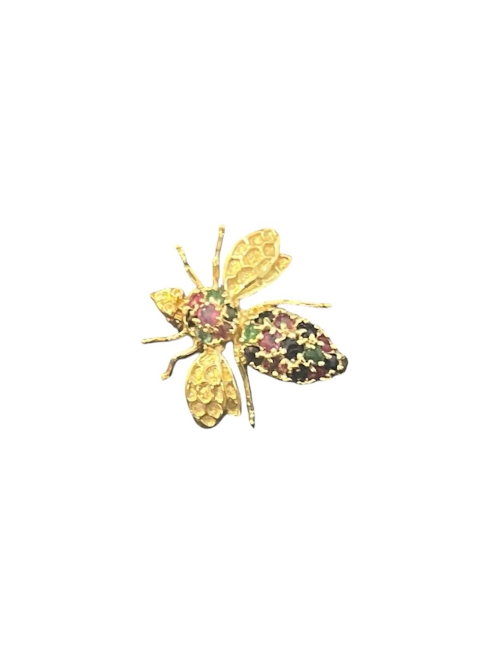 14K Gold vintage rare  Bee with rubies, emerald, and sapphire stones.